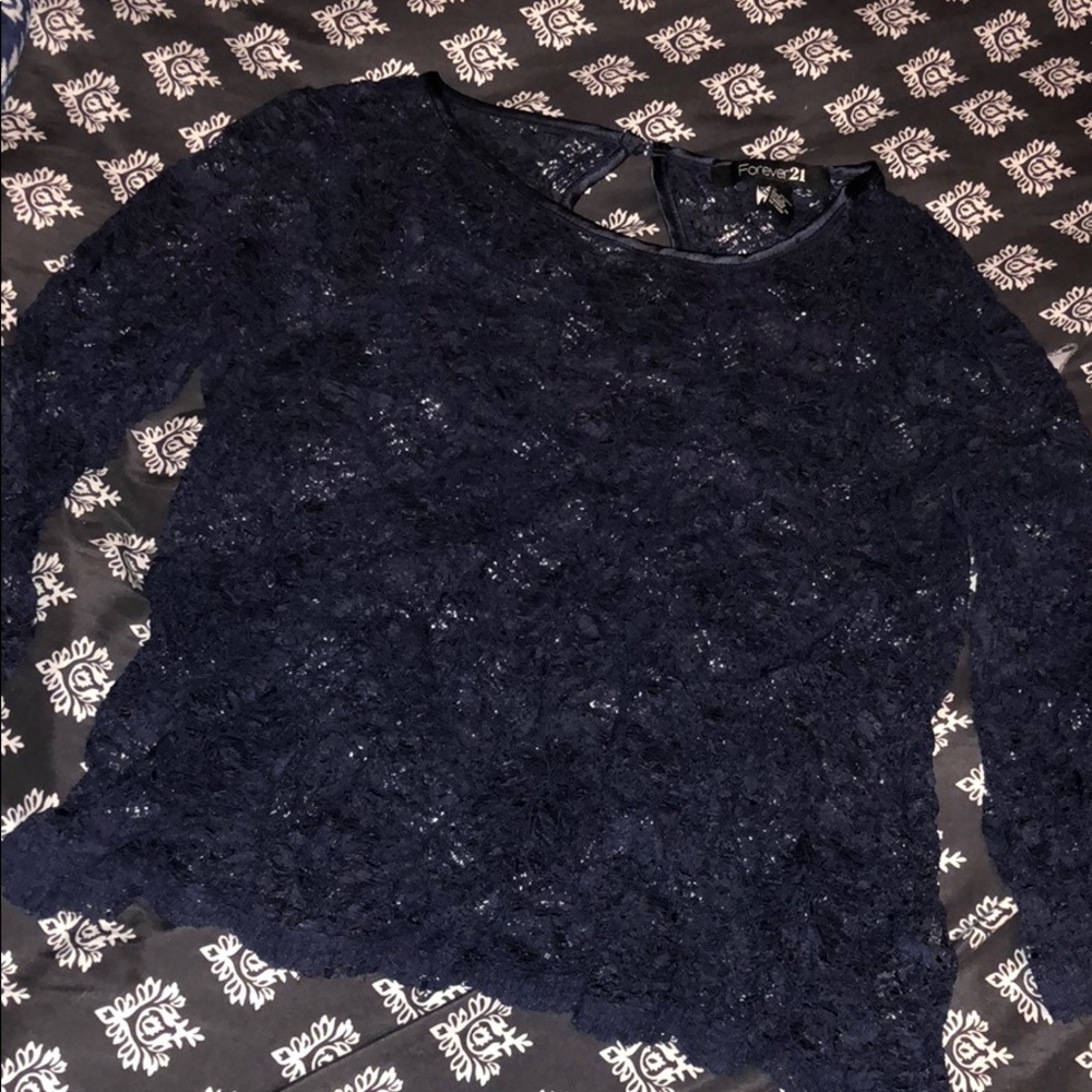 Forever 21 Lace Quarter-Sleeved Blouse